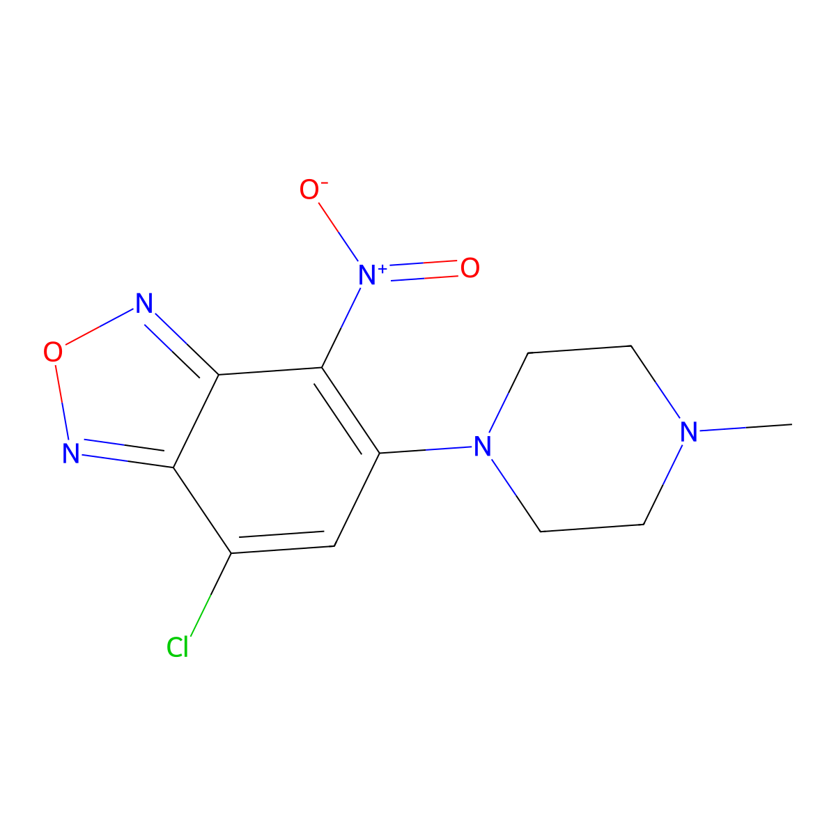 7-Chloro-5-(4-methylpiperazin-1-yl)-4-nitro-2,1,3-benzoxadiazole molecular structure, CAS 714919-40-1
