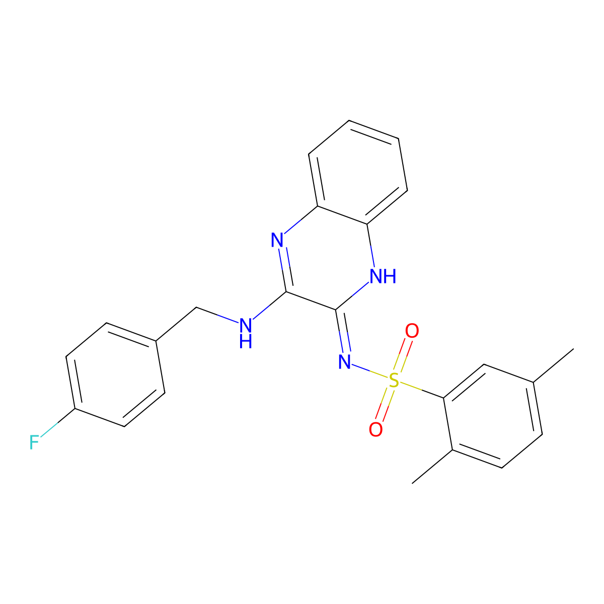 N-[3-[(4-fluorophenyl)methylamino]quinoxalin-2-yl]-2,5-dimethylbenzenesulfonamide molecular structure, CAS 714919-62-7