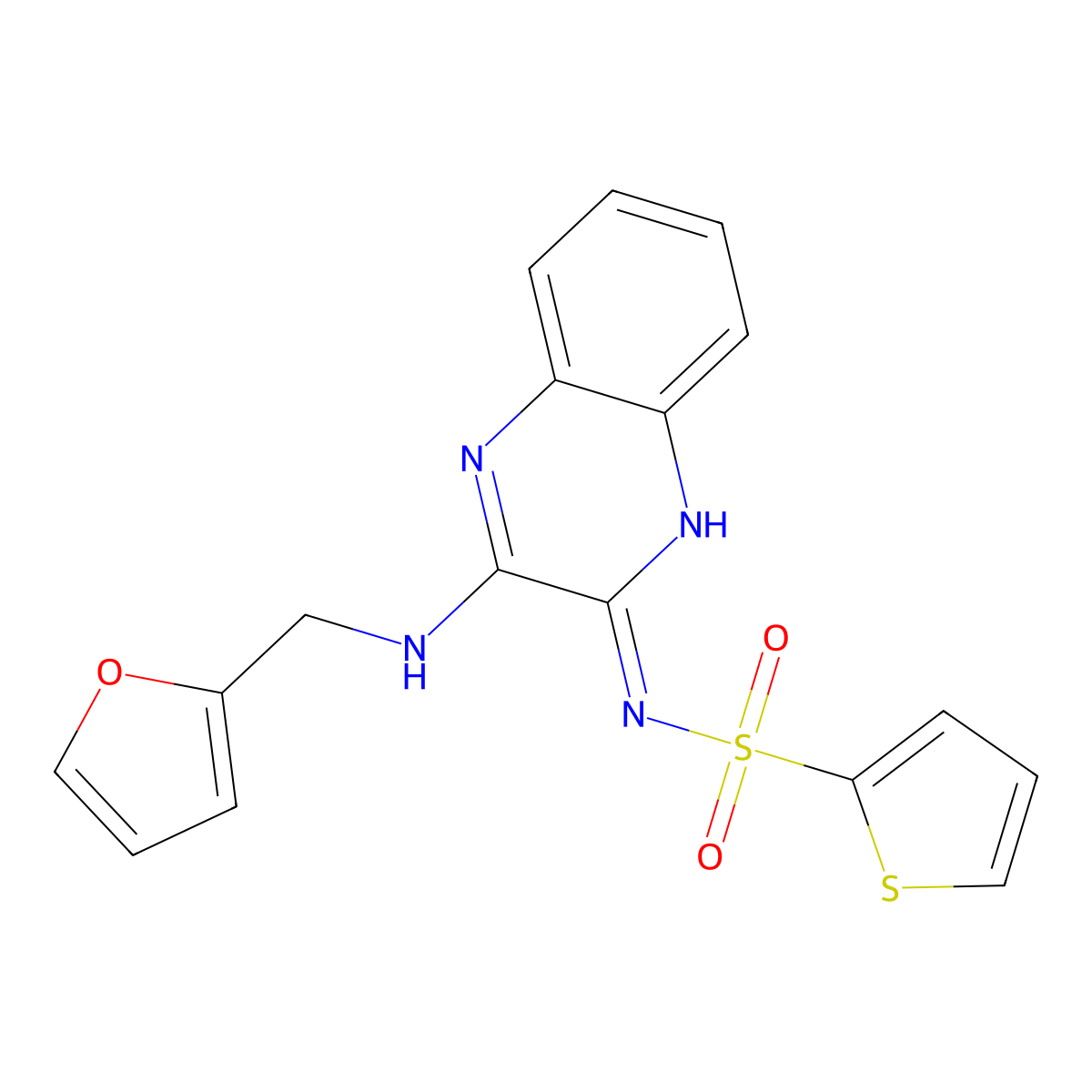 N-[3-(furan-2-ylmethylamino)quinoxalin-2-yl]thiophene-2-sulfonamide molecular structure, CAS 714919-95-6
