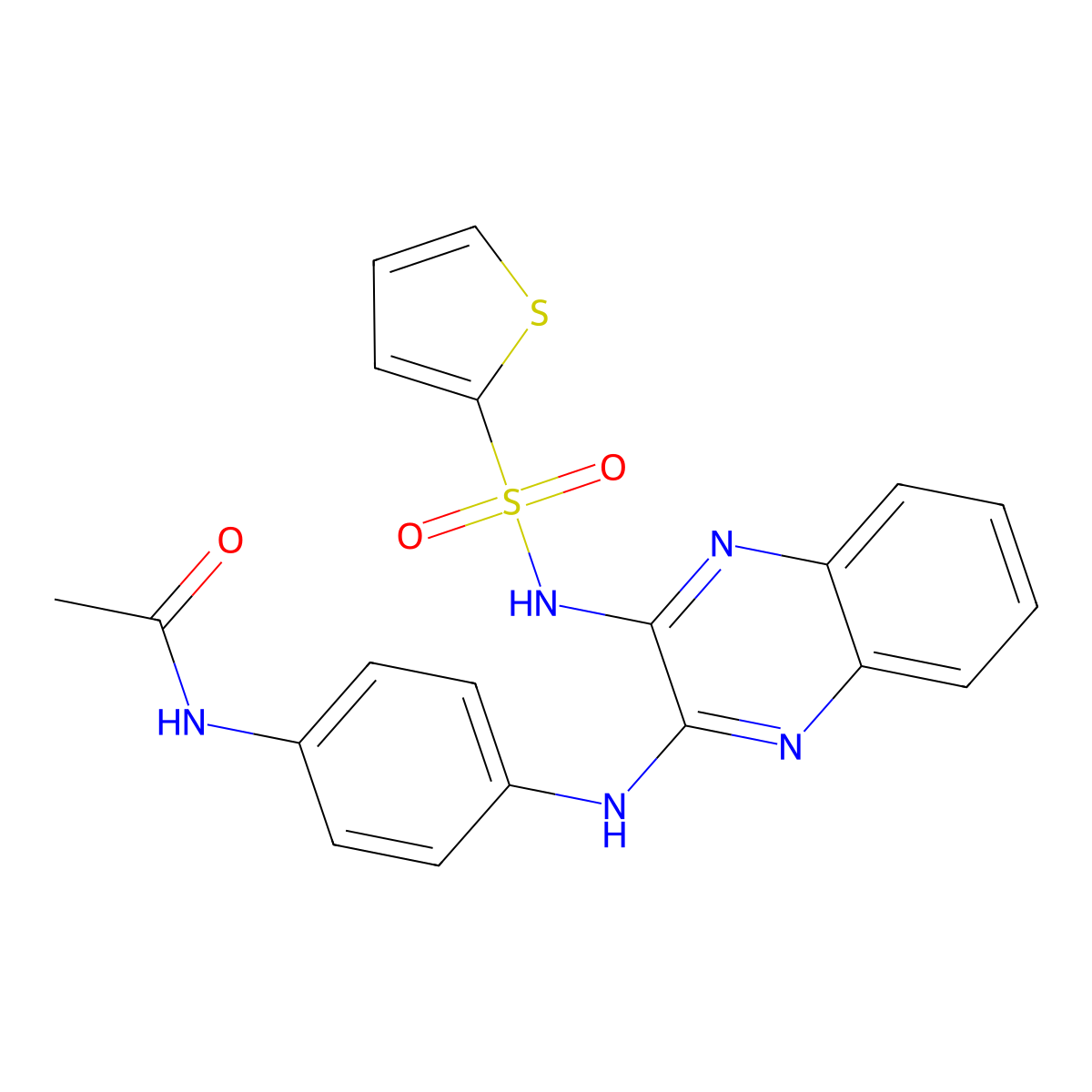 N-(4-((3-(thiophene-2-sulfonamido)quinoxalin-2-yl)amino)phenyl)acetamide molecular structure, CAS 714920-64-6