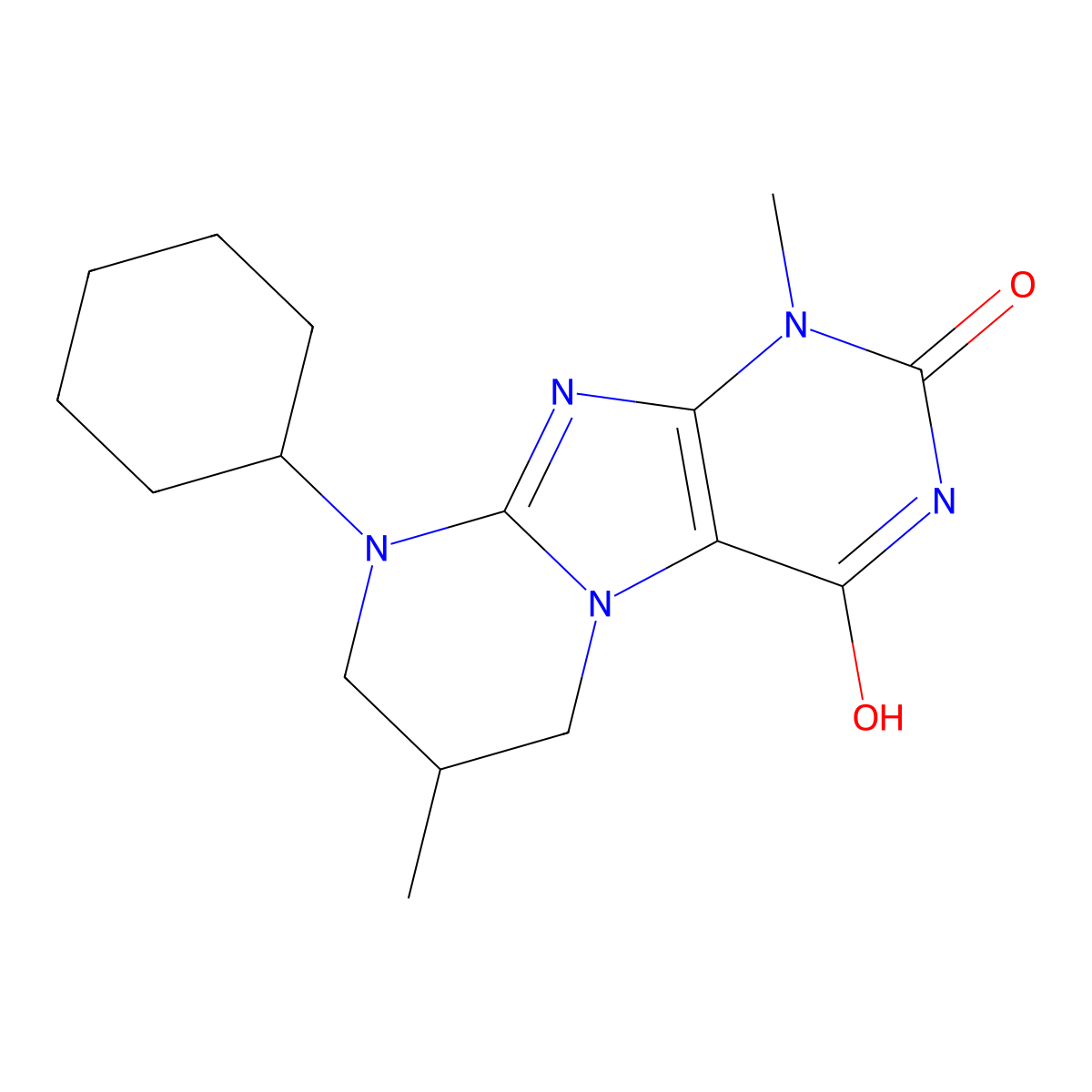 9-cyclohexyl-1,7-dimethyl-7,8-dihydro-6H-purino[7,8-a]pyrimidine-2,4-dione molecular structure, CAS 714920-87-3