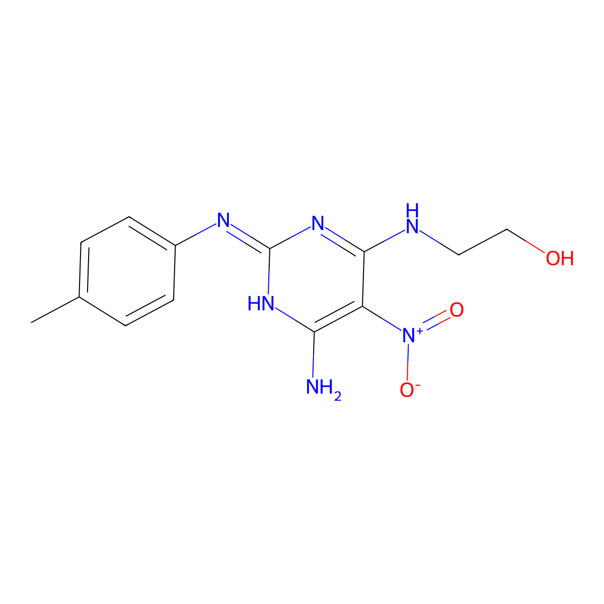 2-[[6-Amino-2-(4-methylanilino)-5-nitropyrimidin-4-yl]amino]ethanol molecular structure, CAS 714921-07-0