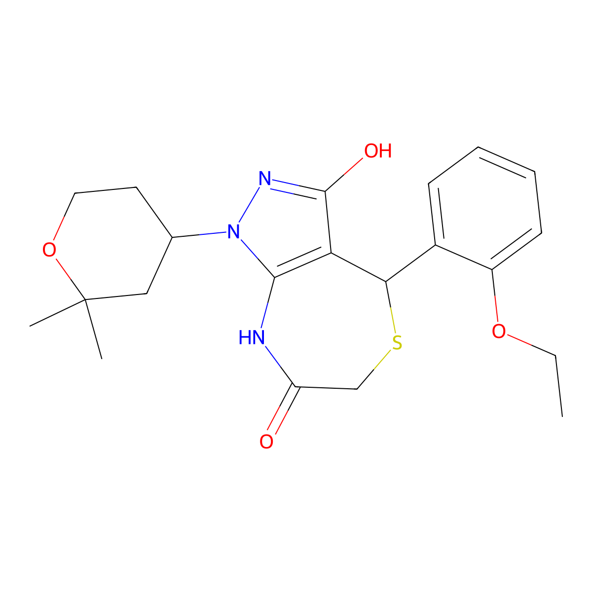 1-(2,2-dimethyloxan-4-yl)-4-(2-ethoxyphenyl)-4,8-dihydro-2H-pyrazolo[3,4-e][1,4]thiazepine-3,7-dione molecular structure, CAS 714921-19-4