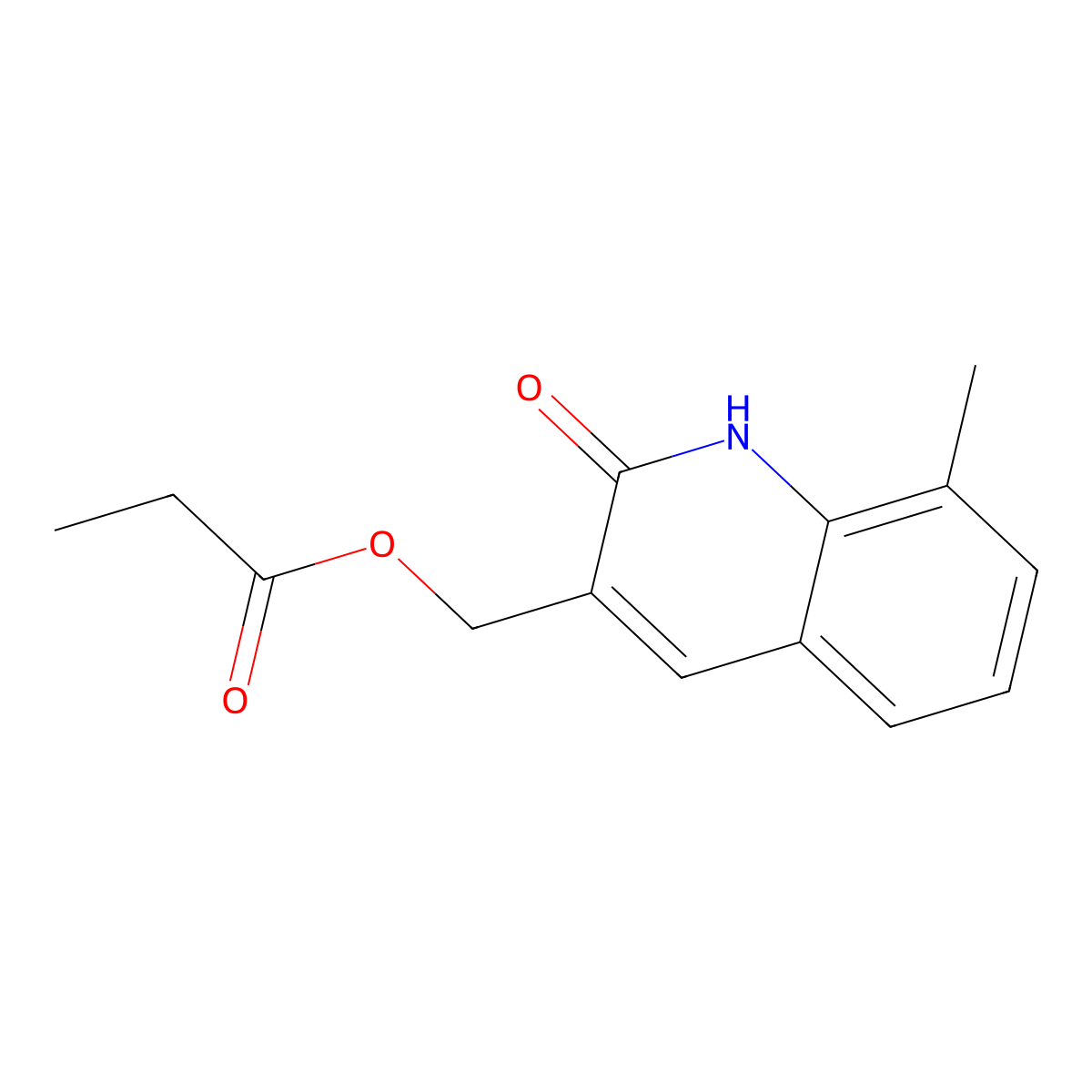 (8-methyl-2-oxo-1H-quinolin-3-yl)methyl propanoate molecular structure, CAS 714921-33-2