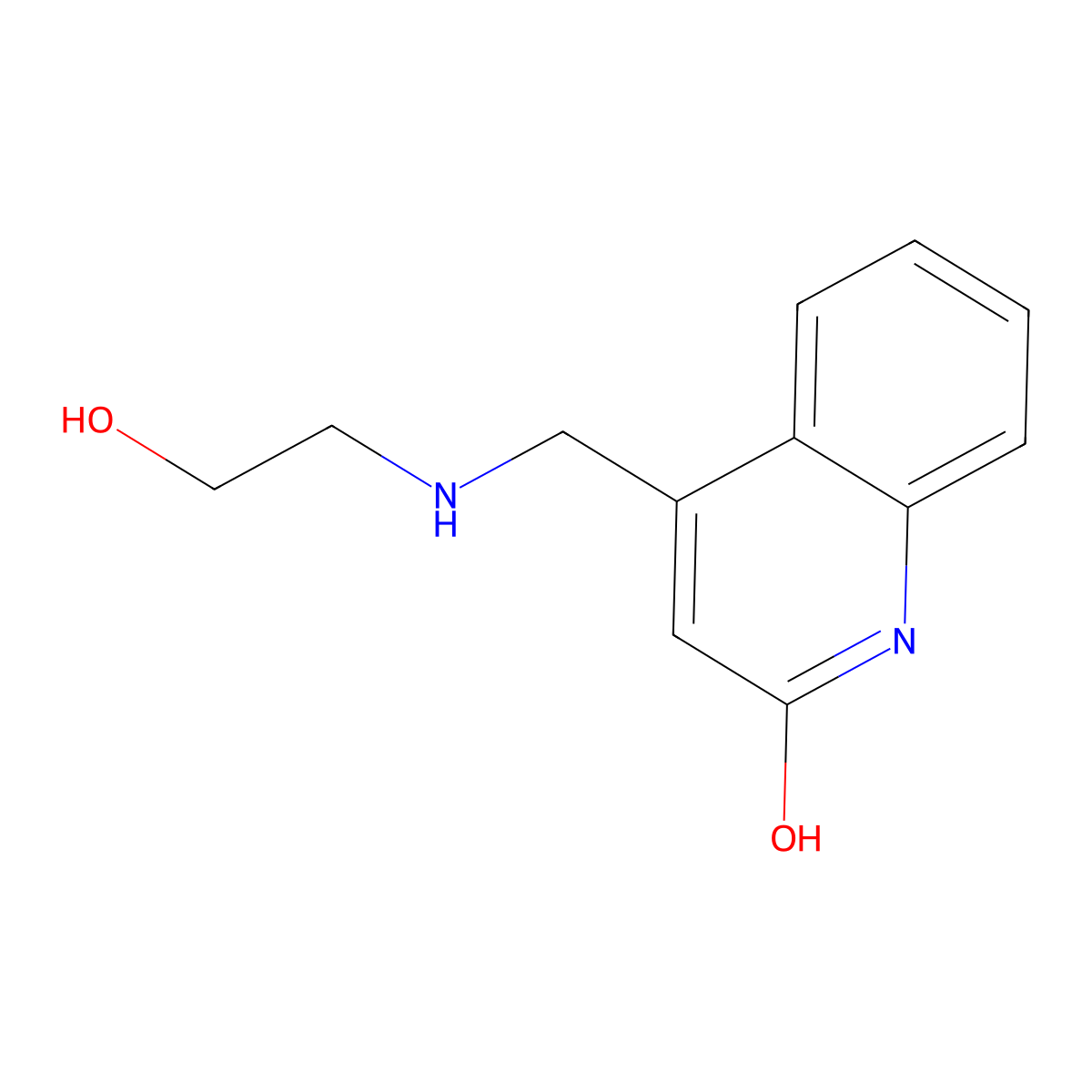4-(((2-Hydroxyethyl)amino)methyl)quinolin-2-ol molecular structure, CAS 714921-38-7