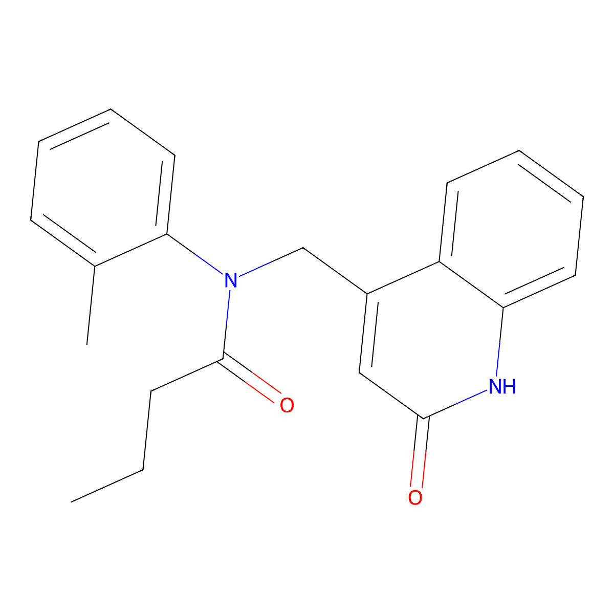 N-(2-methylphenyl)-N-[(2-oxo-1H-quinolin-4-yl)methyl]butanamide molecular structure, CAS 714922-23-3