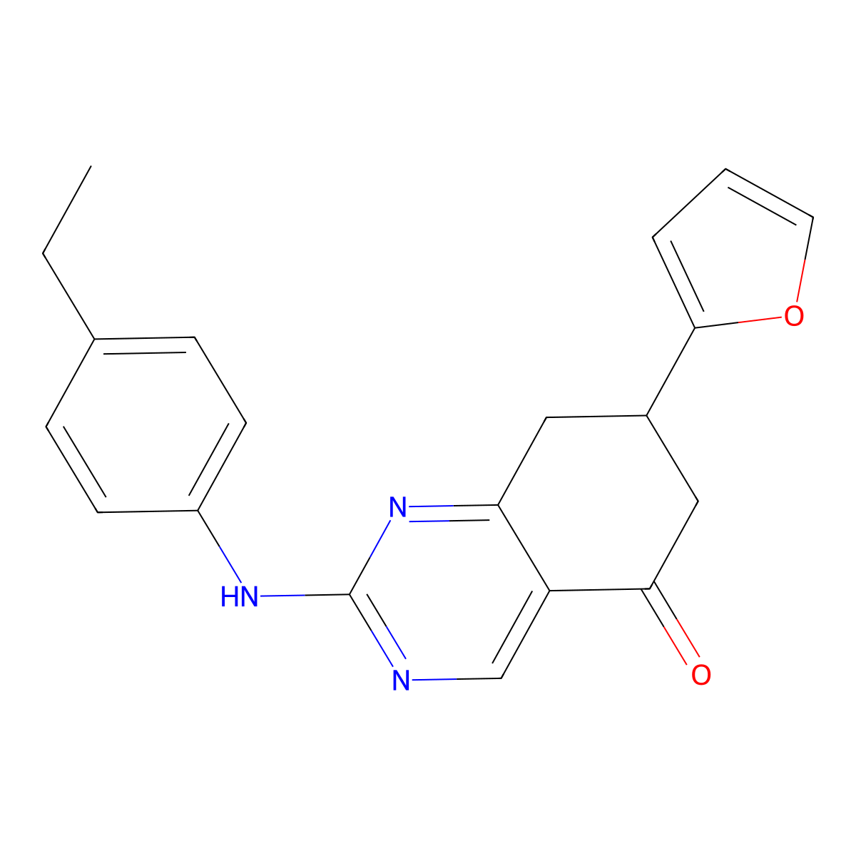 2-[(4-ethylphenyl)amino]-7-(2-furyl)-7,8-dihydroquinazolin-5(6H)-one molecular structure, CAS 714923-43-0