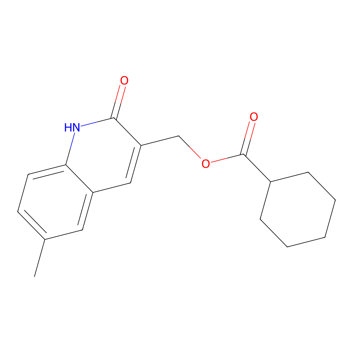 (6-methyl-2-oxo-1H-quinolin-3-yl)methyl cyclohexanecarboxylate molecular structure, CAS 714924-10-4