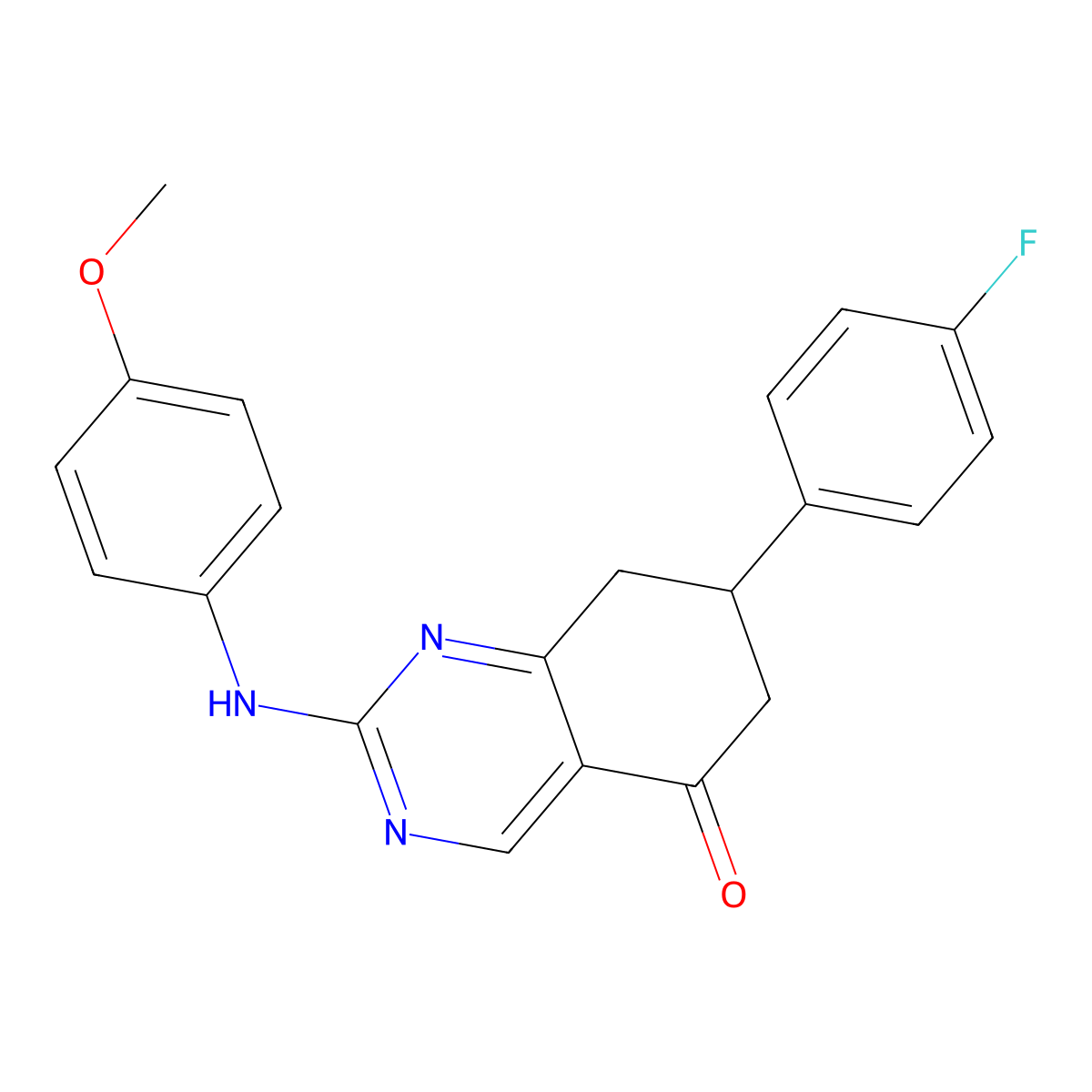 7-(4-fluorophenyl)-2-[(4-methoxyphenyl)amino]-7,8-dihydroquinazolin-5(6H)-one molecular structure, CAS 714924-64-8