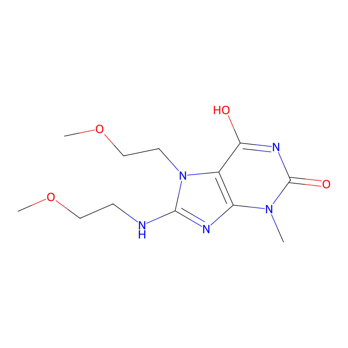 7-(2-Methoxyethyl)-8-(2-methoxyethylamino)-3-methylpurine-2,6-dione molecular structure, CAS 714924-78-4