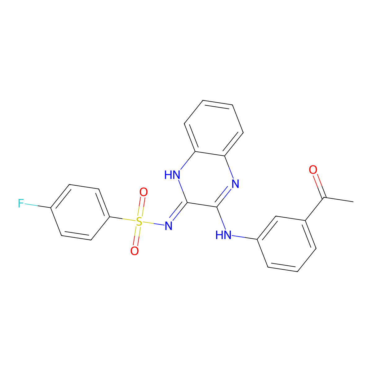N-(3-((3-acetylphenyl)amino)quinoxalin-2-yl)-4-fluorobenzenesulfonamide molecular structure, CAS 714925-13-0
