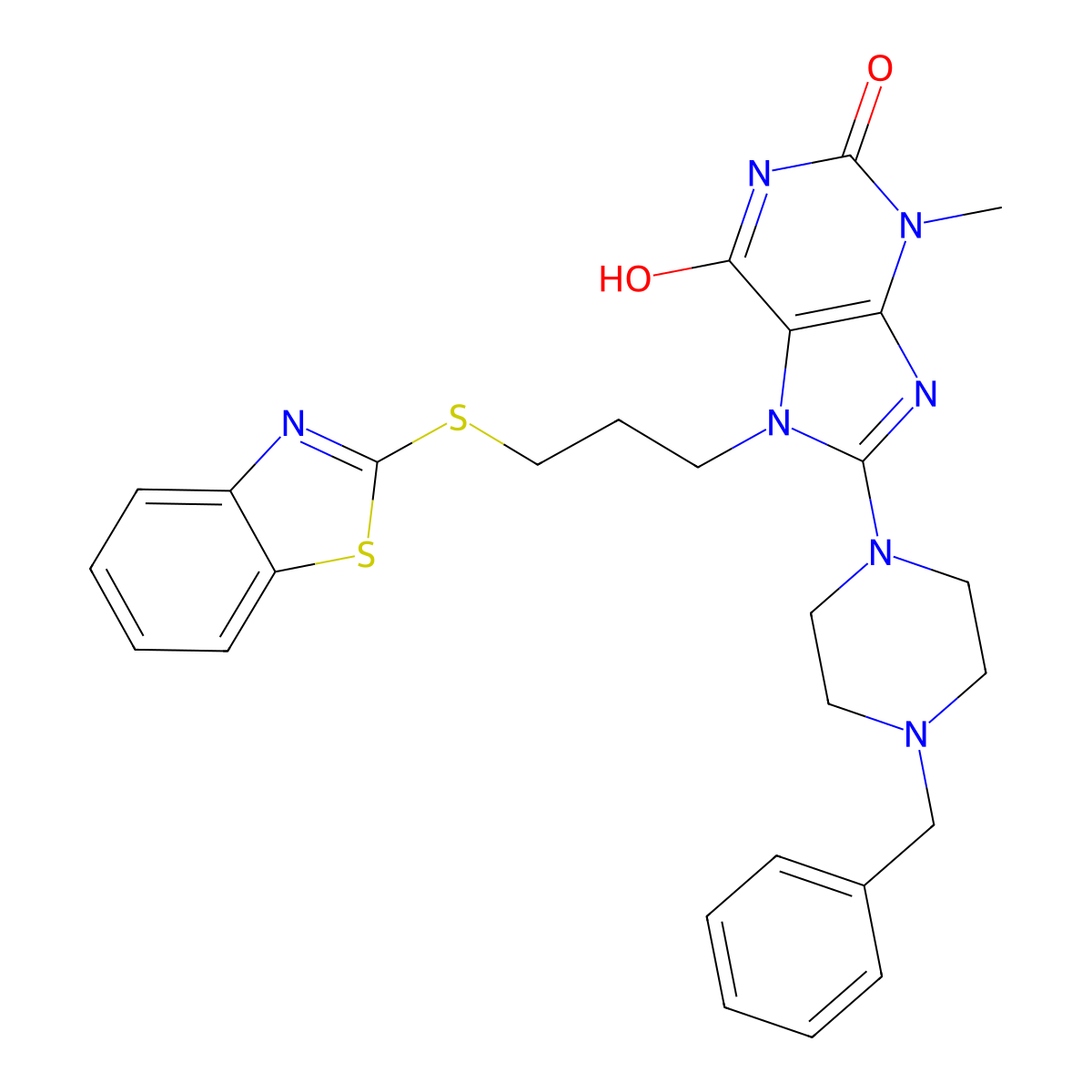 7-[3-(1,3-Benzothiazol-2-ylsulfanyl)propyl]-8-(4-benzylpiperazin-1-yl)-3-methylpurine-2,6-dione molecular structure, CAS 714925-68-5