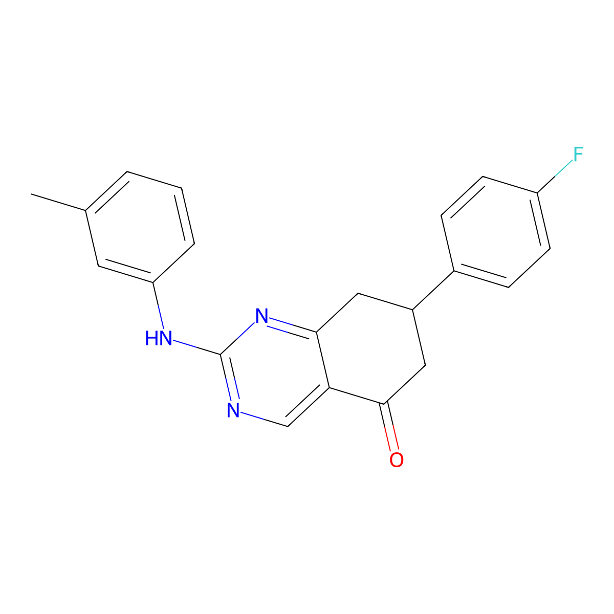 7-(4-fluorophenyl)-2-[(3-methylphenyl)amino]-7,8-dihydroquinazolin-5(6H)-one molecular structure, CAS 714925-70-9