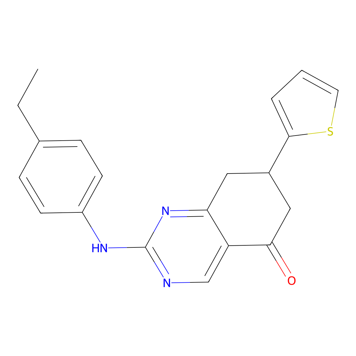 2-[(4-ethylphenyl)amino]-7-(thiophen-2-yl)-7,8-dihydroquinazolin-5(6H)-one molecular structure, CAS 714925-75-4