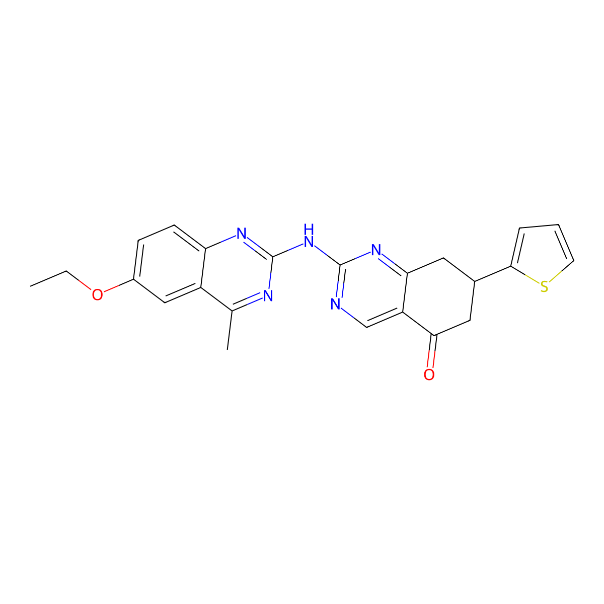 2-[(6-ethoxy-4-methylquinazolin-2-yl)amino]-7-(thiophen-2-yl)-7,8-dihydroquinazolin-5(6H)-one molecular structure, CAS 714925-99-2