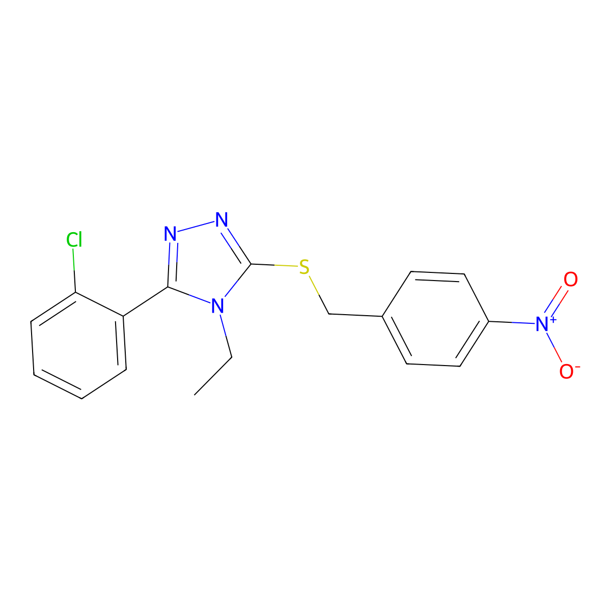 3-(2-Chlorophenyl)-4-ethyl-5-[(4-nitrophenyl)methylsulfanyl]-1,2,4-triazole molecular structure, CAS 714926-71-3