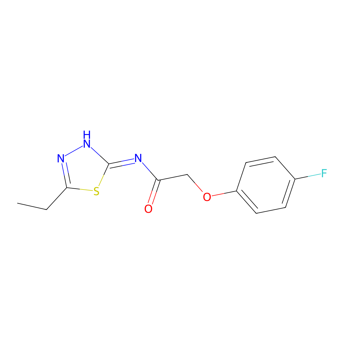 N-(5-ethyl-1,3,4-thiadiazol-2-yl)-2-(4-fluorophenoxy)acetamide molecular structure, CAS 714926-96-2