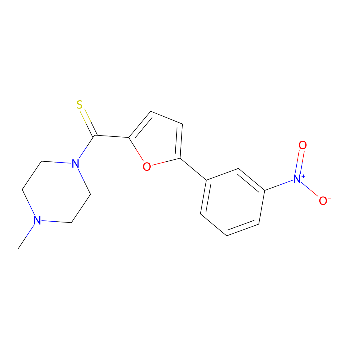 (4-Methylpiperazin-1-yl)-[5-(3-nitrophenyl)furan-2-yl]methanethione molecular structure, CAS 714927-30-7