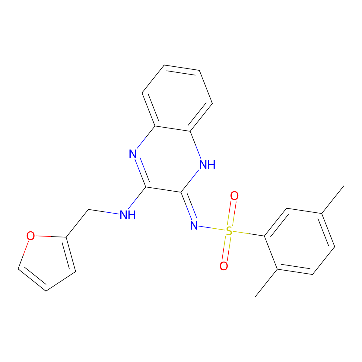 N-(3-((furan-2-ylmethyl)amino)quinoxalin-2-yl)-2,5-dimethylbenzenesulfonamide molecular structure, CAS 714927-81-8