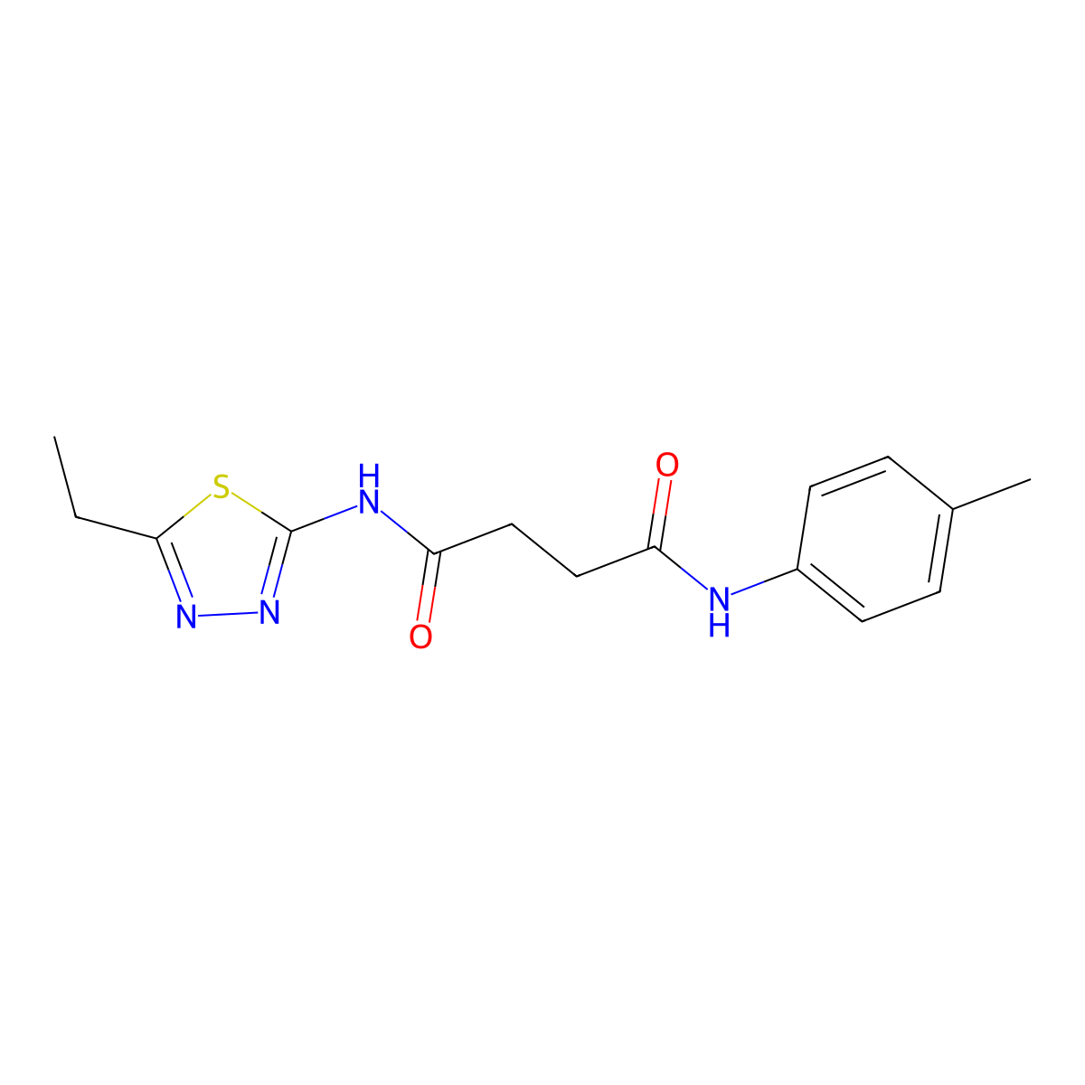 N'-(5-ethyl-1,3,4-thiadiazol-2-yl)-N-(4-methylphenyl)butanediamide molecular structure, CAS 714928-34-4