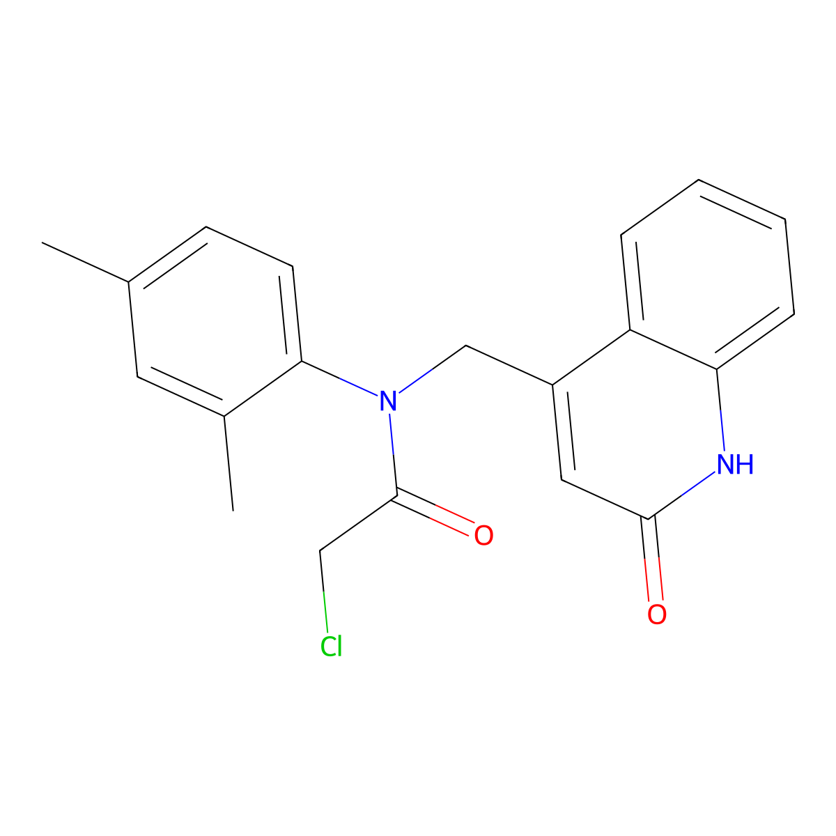 2-chloro-N-(2,4-dimethylphenyl)-N-[(2-oxo-1H-quinolin-4-yl)methyl]acetamide molecular structure, CAS 714928-41-3