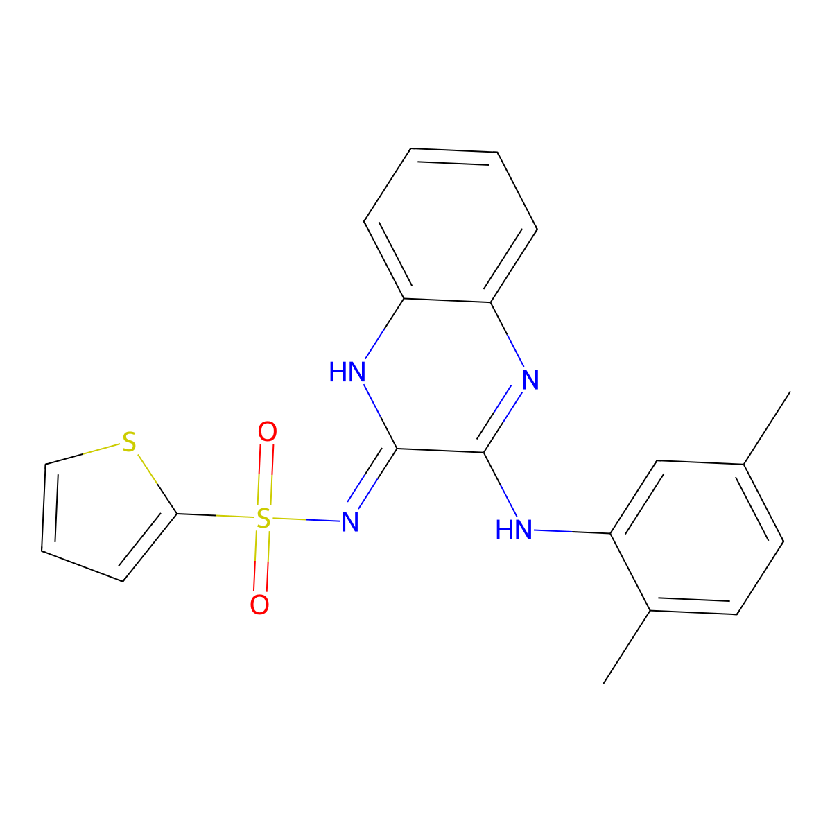 N-(3-((2,5-dimethylphenyl)amino)quinoxalin-2-yl)thiophene-2-sulfonamide molecular structure, CAS 714929-21-2