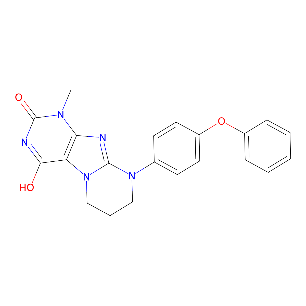 1-methyl-9-(4-phenoxyphenyl)-7,8-dihydro-6H-purino[7,8-a]pyrimidine-2,4-dione molecular structure, CAS 714930-67-3