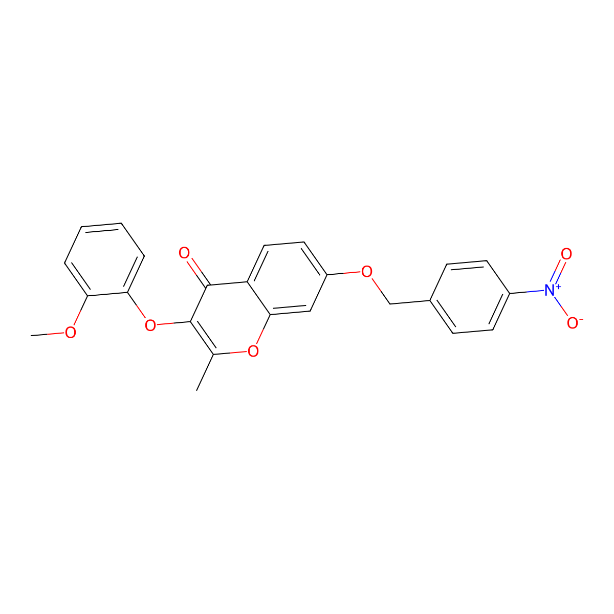 3-(2-Methoxyphenoxy)-2-methyl-7-[(4-nitrophenyl)methoxy]chromen-4-one molecular structure, CAS 714930-80-0