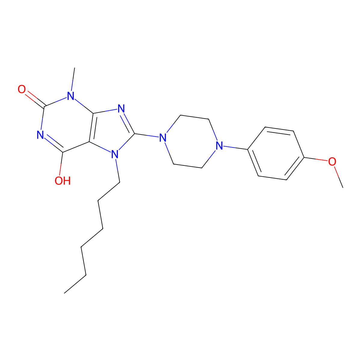 7-hexyl-8-(4-(4-methoxyphenyl)piperazin-1-yl)-3-methyl-1H-purine-2,6(3H,7H)-dione molecular structure, CAS 714932-16-8