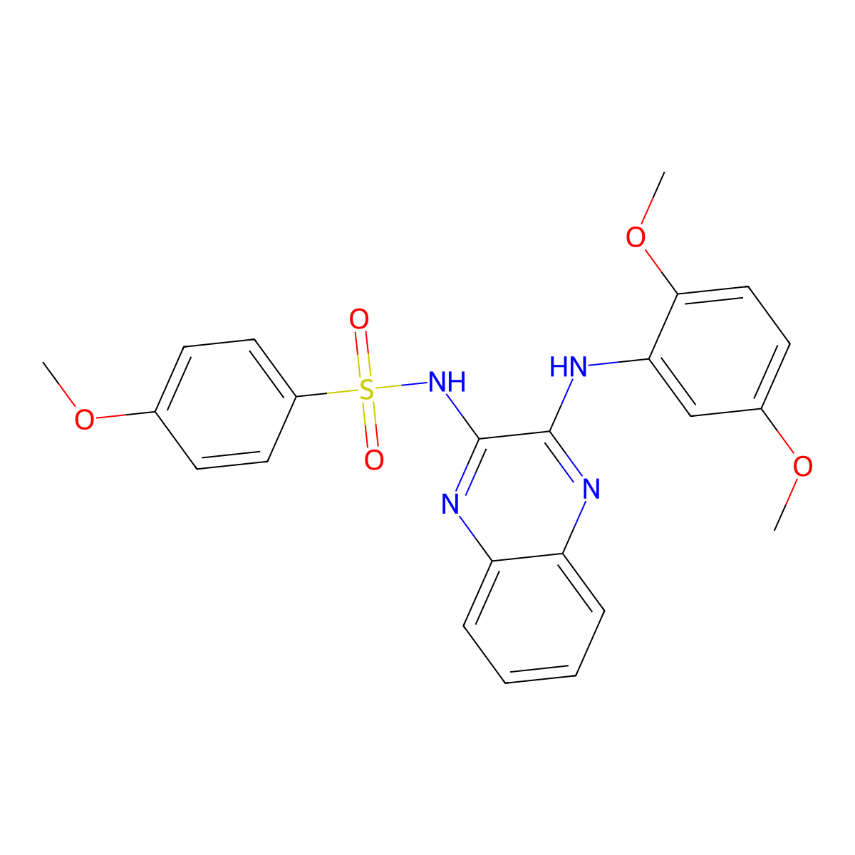 N-{3-[(2,5-dimethoxyphenyl)amino]quinoxalin-2-yl}-4-methoxybenzenesulfonamide molecular structure, CAS 714932-98-6