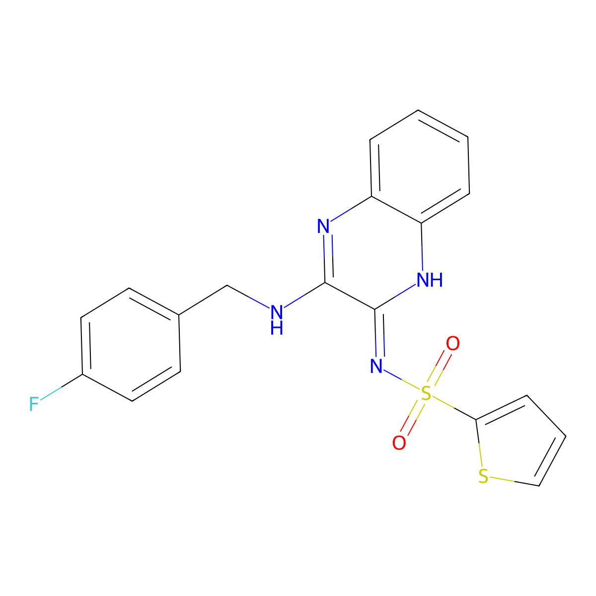 N-(3-((4-fluorobenzyl)amino)quinoxalin-2-yl)thiophene-2-sulfonamide molecular structure, CAS 714933-46-7