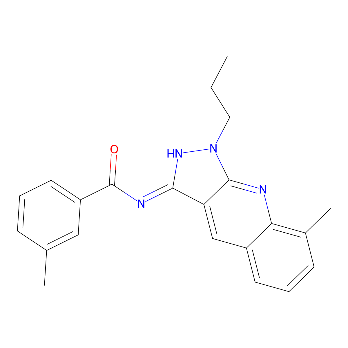 3-methyl-N-(8-methyl-1-propyl-1H-pyrazolo[3,4-b]quinolin-3-yl)benzamide molecular structure, CAS 714934-93-7