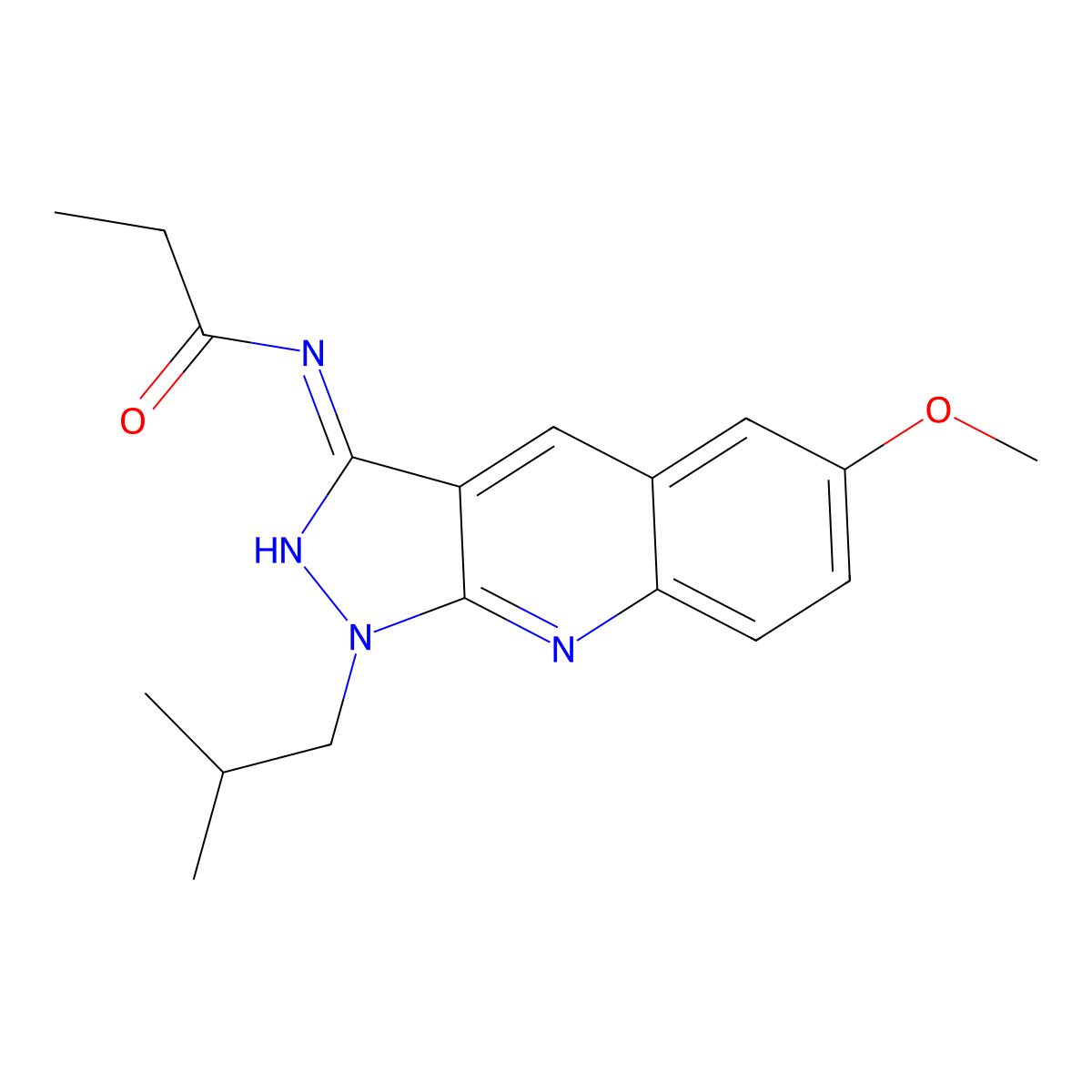 N-[6-methoxy-1-(2-methylpropyl)pyrazolo[3,4-b]quinolin-3-yl]propanamide molecular structure, CAS 714935-07-6