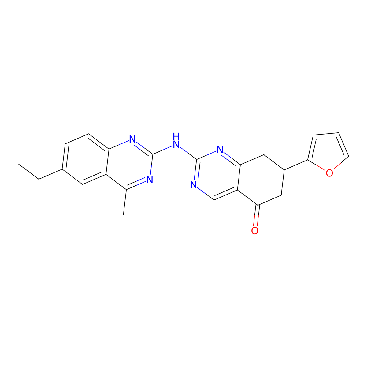 2-[(6-ethyl-4-methylquinazolin-2-yl)amino]-7-(2-furyl)-7,8-dihydroquinazolin-5(6H)-one molecular structure, CAS 714935-36-1