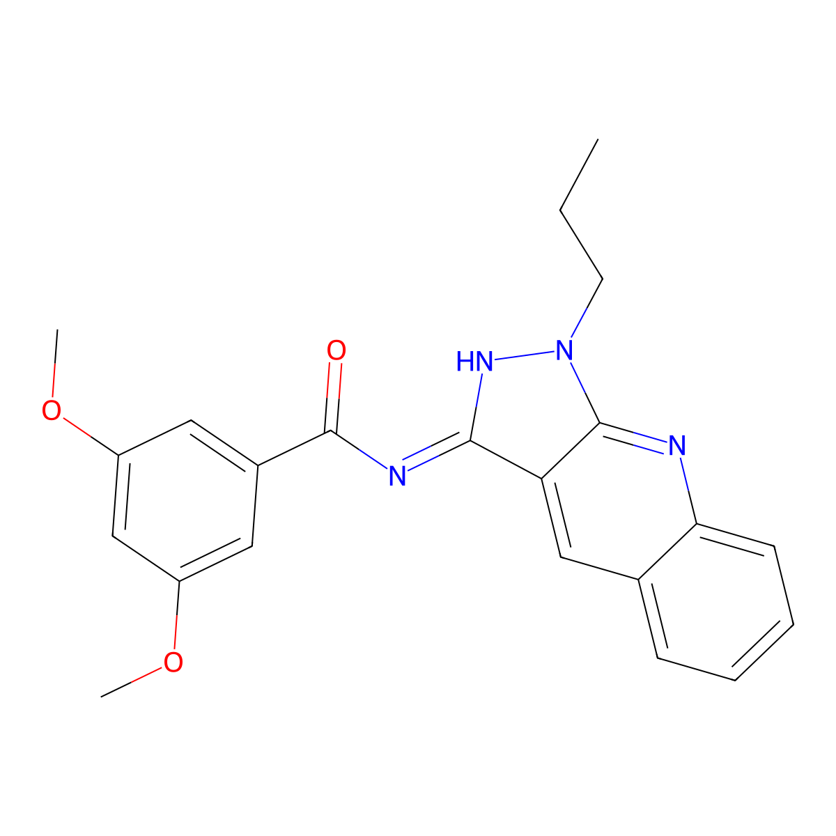 3,5-dimethoxy-N-(1-propyl-1H-pyrazolo[3,4-b]quinolin-3-yl)benzamide molecular structure, CAS 714936-56-8