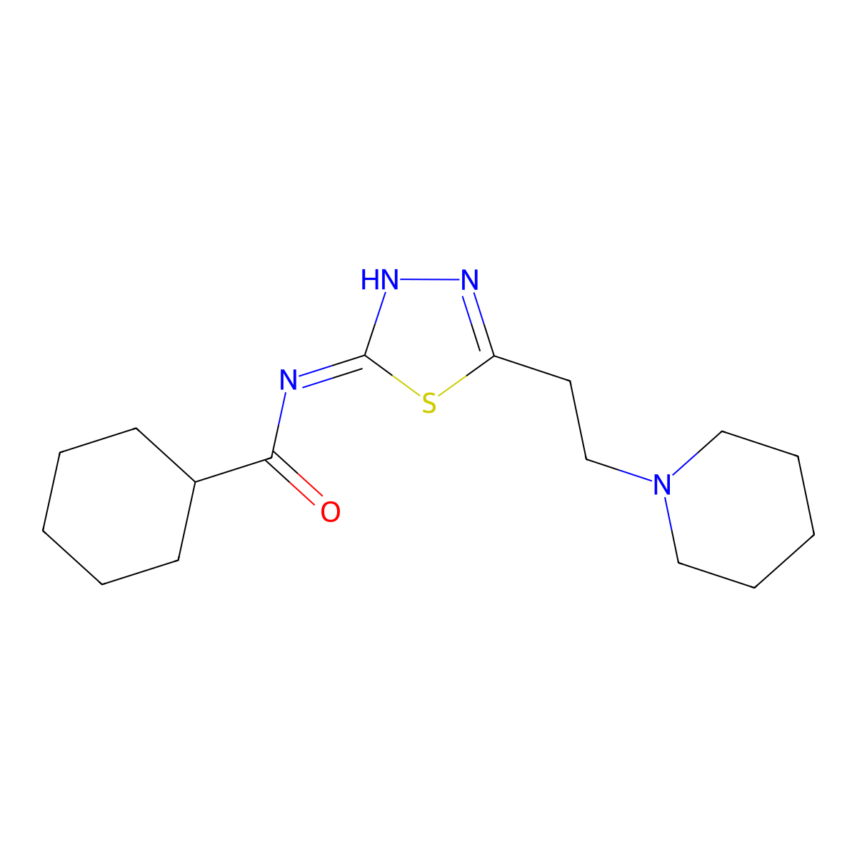 N-[5-(2-piperidin-1-ylethyl)-1,3,4-thiadiazol-2-yl]cyclohexanecarboxamide molecular structure, CAS 714936-78-4