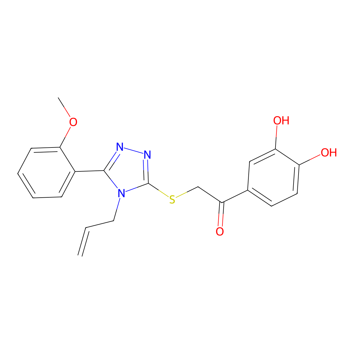 1-(3,4-Dihydroxyphenyl)-2-[[5-(2-methoxyphenyl)-4-prop-2-enyl-1,2,4-triazol-3-yl]thio]ethanone molecular structure, CAS 714936-79-5