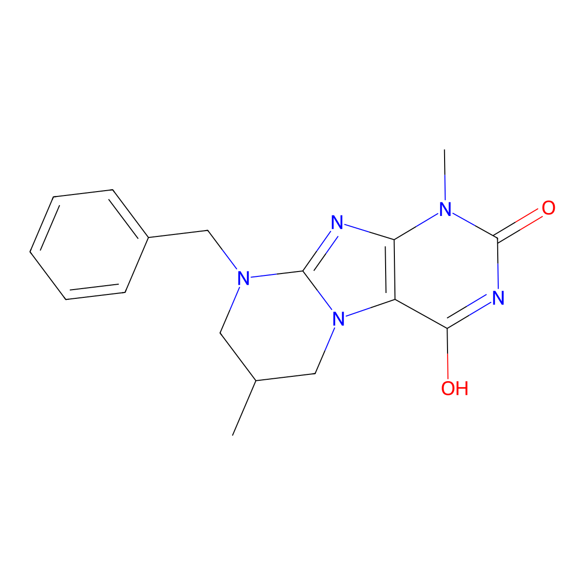 9-benzyl-1,7-dimethyl-7,8-dihydro-6H-purino[7,8-a]pyrimidine-2,4-dione molecular structure, CAS 714937-80-1