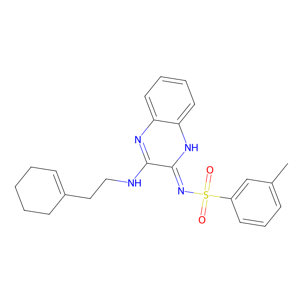 N-[3-[2-(cyclohexen-1-yl)ethylamino]quinoxalin-2-yl]-3-methylbenzenesulfonamide molecular structure, CAS 714938-08-6