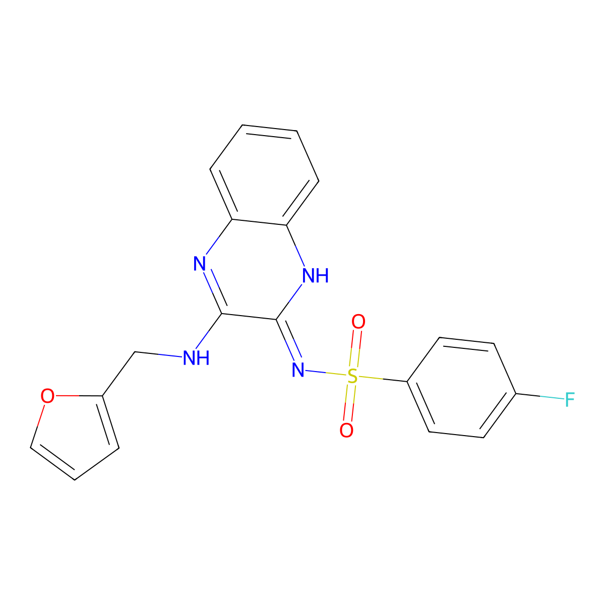 4-fluoro-N-(3-((furan-2-ylmethyl)amino)quinoxalin-2-yl)benzenesulfonamide molecular structure, CAS 714938-21-3