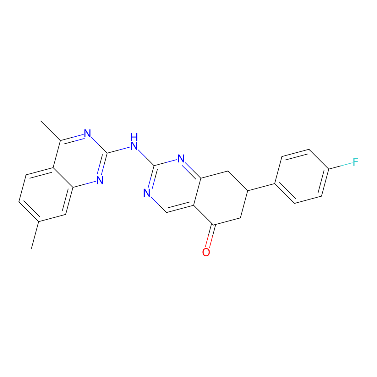 2-[(4,7-dimethylquinazolin-2-yl)amino]-7-(4-fluorophenyl)-7,8-dihydroquinazolin-5(6H)-one molecular structure, CAS 714940-29-1