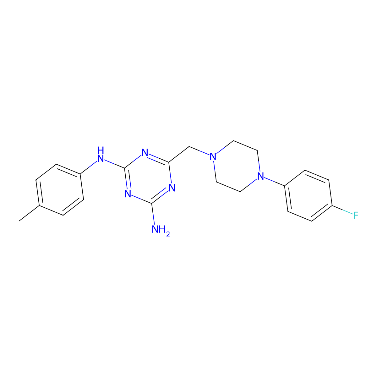 6-{[4-(4-fluorophenyl)piperazin-1-yl]methyl}-N-(4-methylphenyl)-1,3,5-triazine-2,4-diamine molecular structure, CAS 714940-68-8