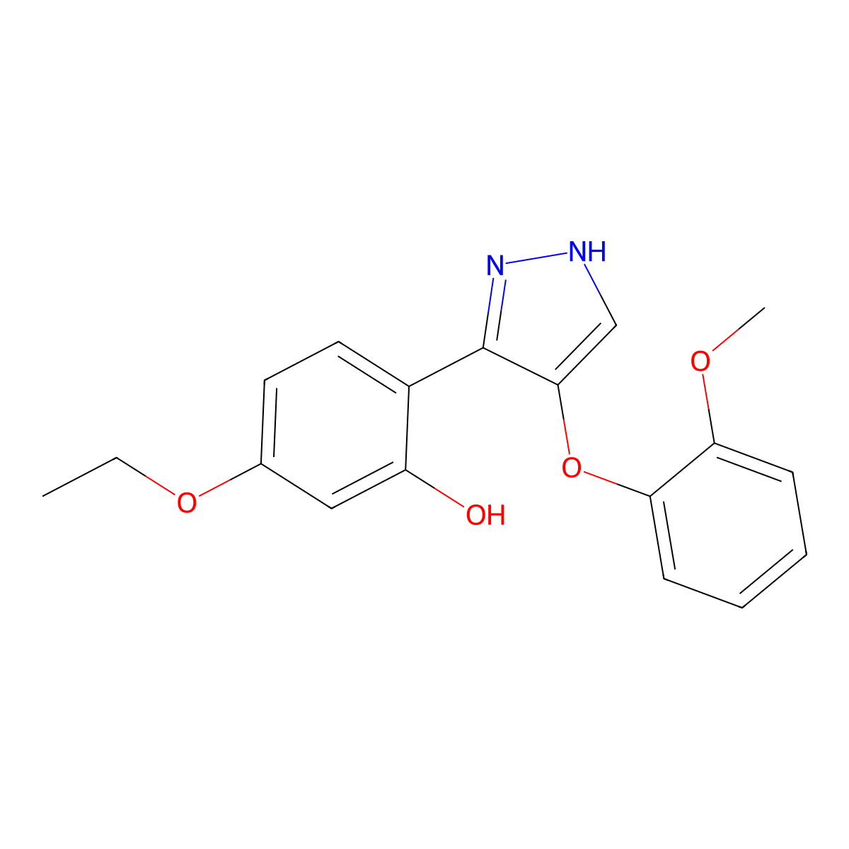 5-ethoxy-2-[4-(2-methoxyphenoxy)-1H-pyrazol-3-yl]phenol molecular structure, CAS 714941-17-0