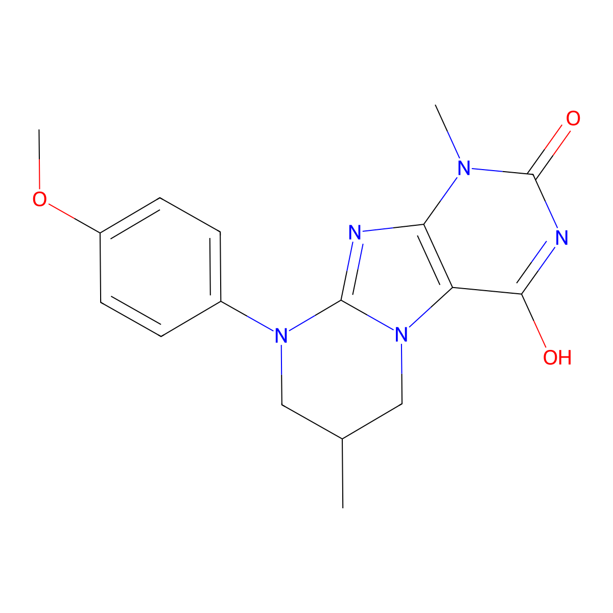 9-(4-methoxyphenyl)-1,7-dimethyl-7,8-dihydro-6H-purino[7,8-a]pyrimidine-2,4-dione molecular structure, CAS 714941-60-3
