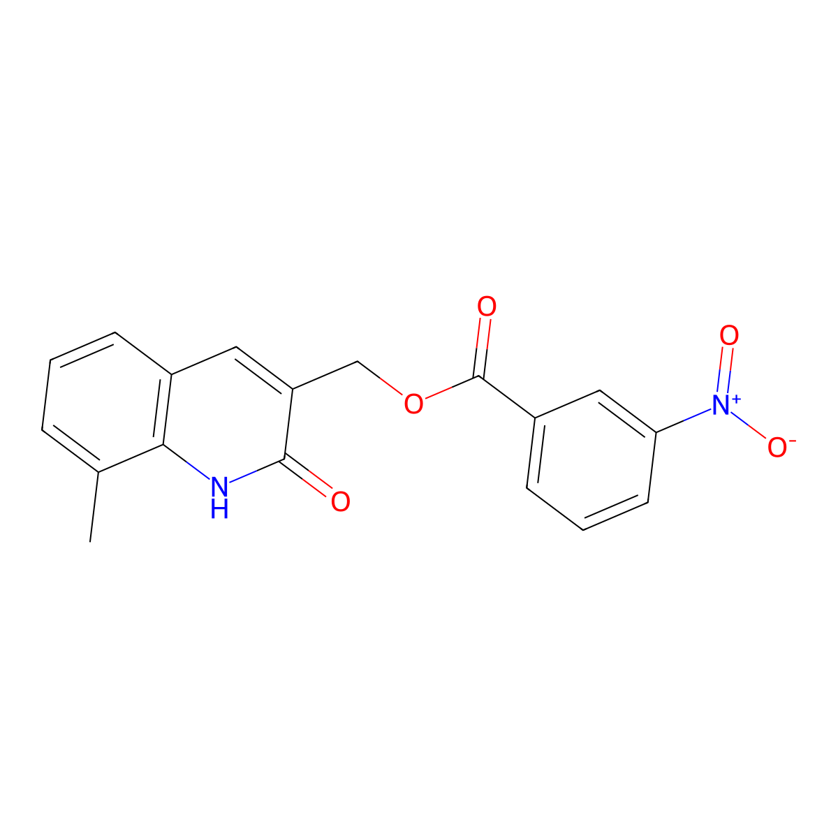 (8-methyl-2-oxo-1H-quinolin-3-yl)methyl 3-nitrobenzoate molecular structure, CAS 714942-32-2