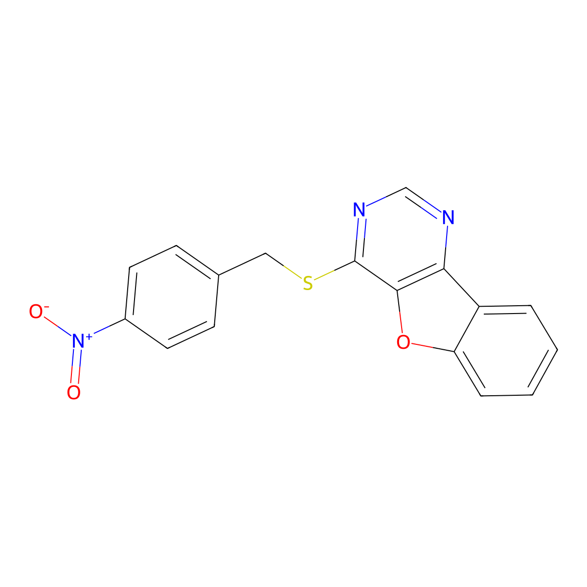 4-((4-Nitrobenzyl)thio)benzofuro[3,2-d]pyrimidine molecular structure, CAS 714942-33-3