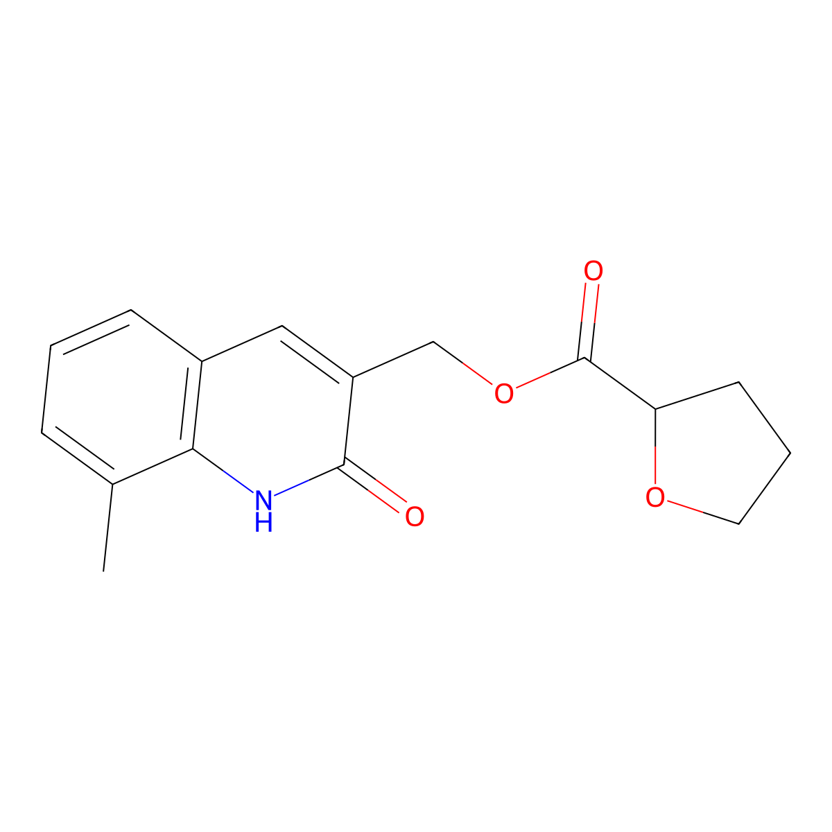 (8-methyl-2-oxo-1H-quinolin-3-yl)methyl oxolane-2-carboxylate molecular structure, CAS 714942-62-8