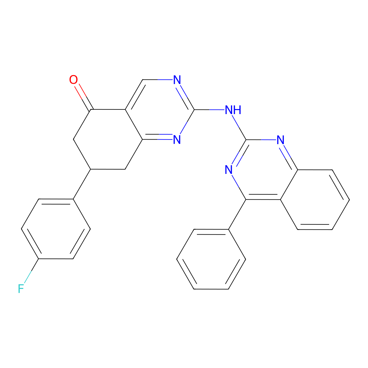 7-(4-fluorophenyl)-2-[(4-phenylquinazolin-2-yl)amino]-7,8-dihydroquinazolin-5(6H)-one molecular structure, CAS 714943-33-6