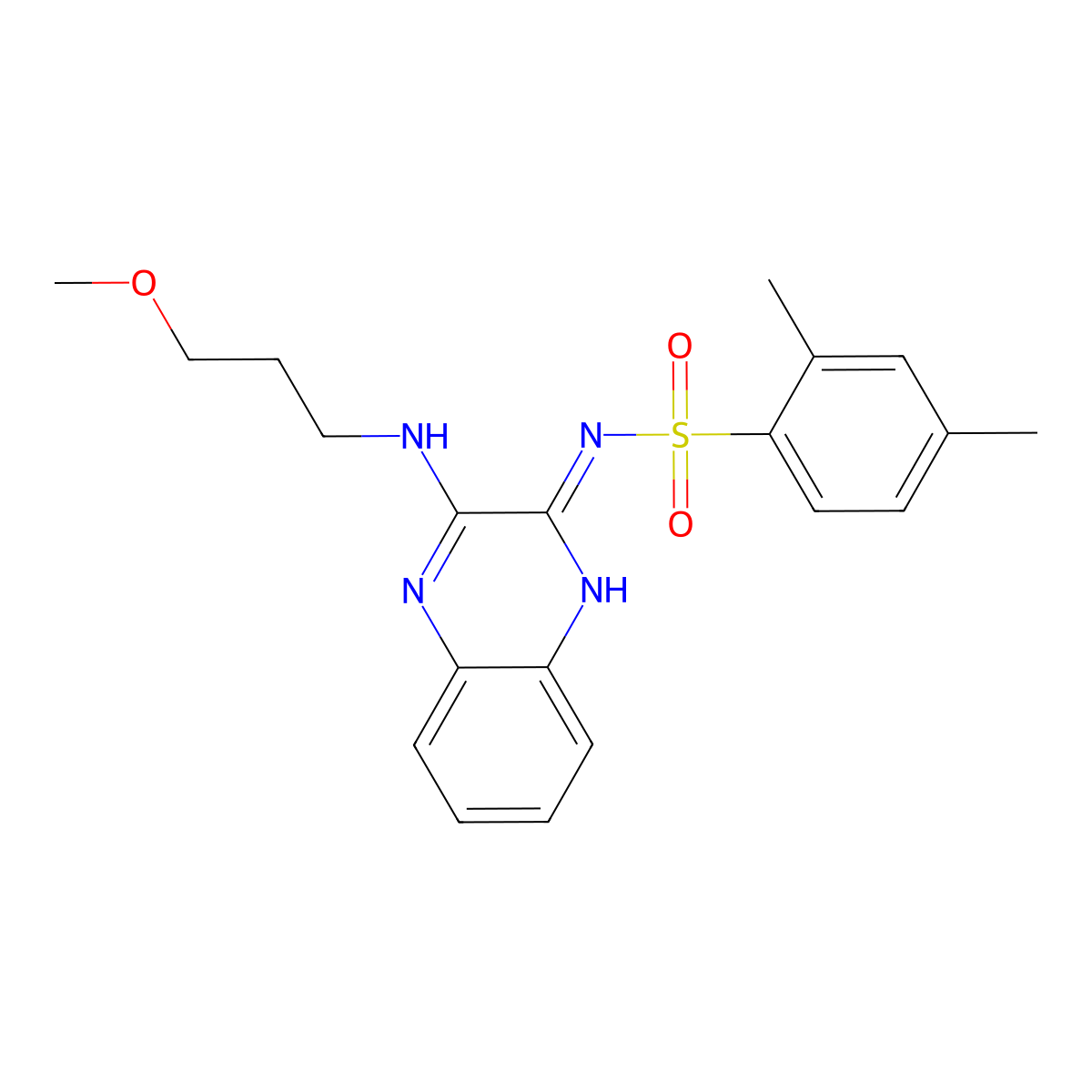 N-[3-(3-methoxypropylamino)quinoxalin-2-yl]-2,4-dimethylbenzenesulfonamide molecular structure, CAS 714943-52-9