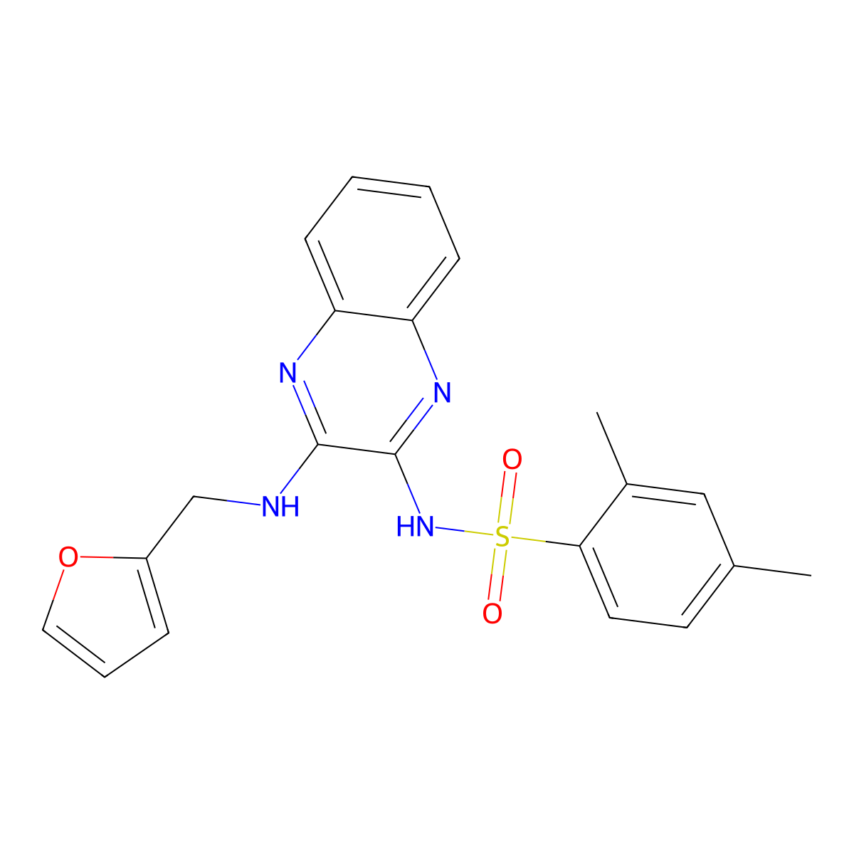 N-(3-((furan-2-ylmethyl)amino)quinoxalin-2-yl)-2,4-dimethylbenzenesulfonamide molecular structure, CAS 714944-19-1
